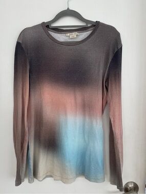 Paloma wool Ombre Crewneck Top in Brown, Coral & Sky Blue